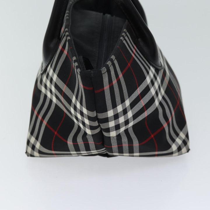BurberrySs Nova Check Blue Label Hand Bag Nylon Black Auth kk206