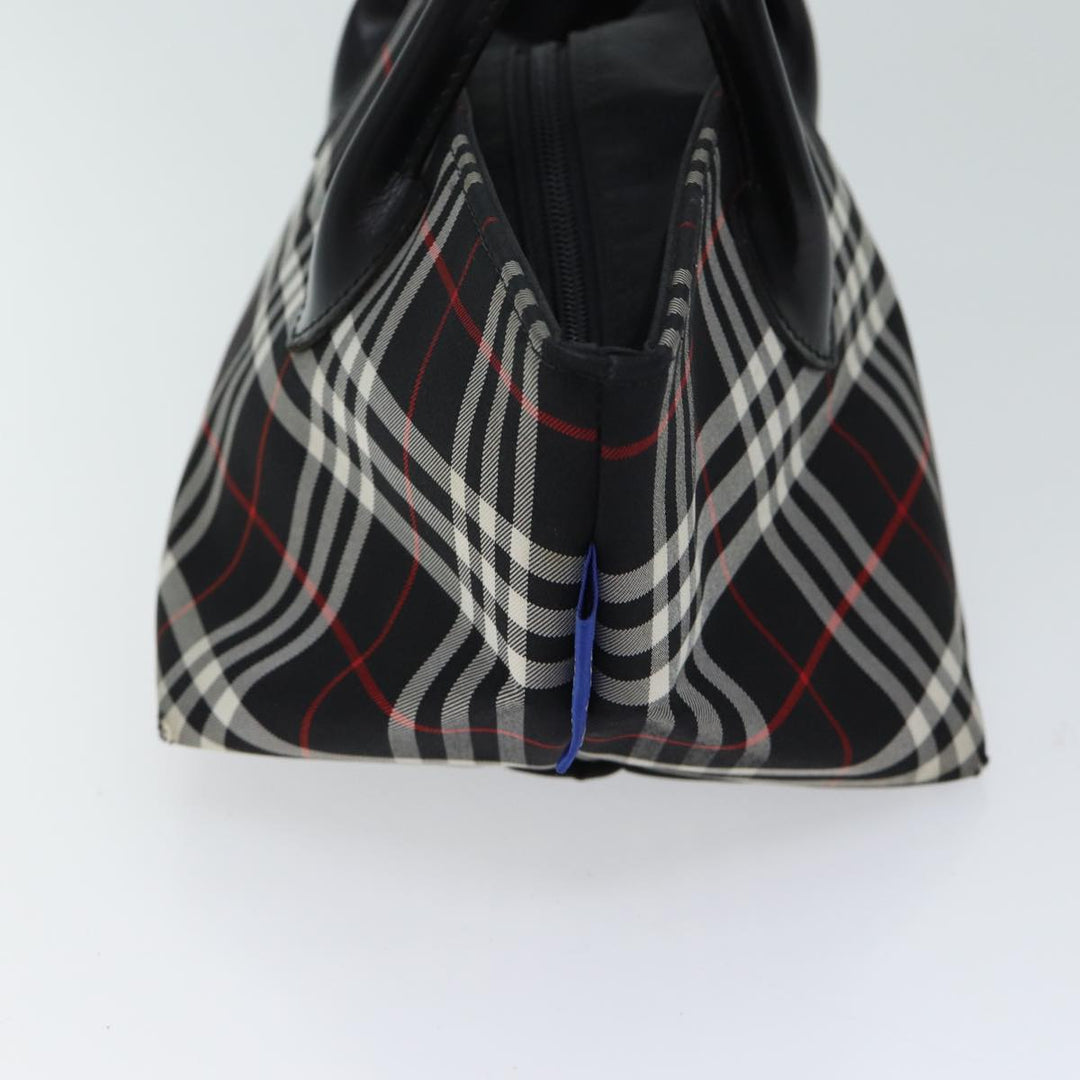 BurberrySs Nova Check Blue Label Hand Bag Nylon Black Auth kk206