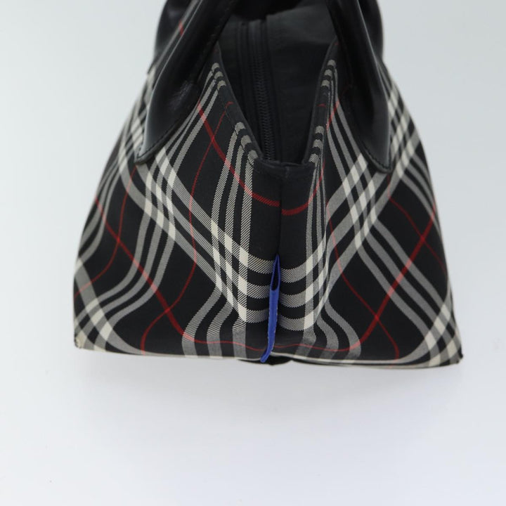 BurberrySs Nova Check Blue Label Hand Bag Nylon Black Auth kk206