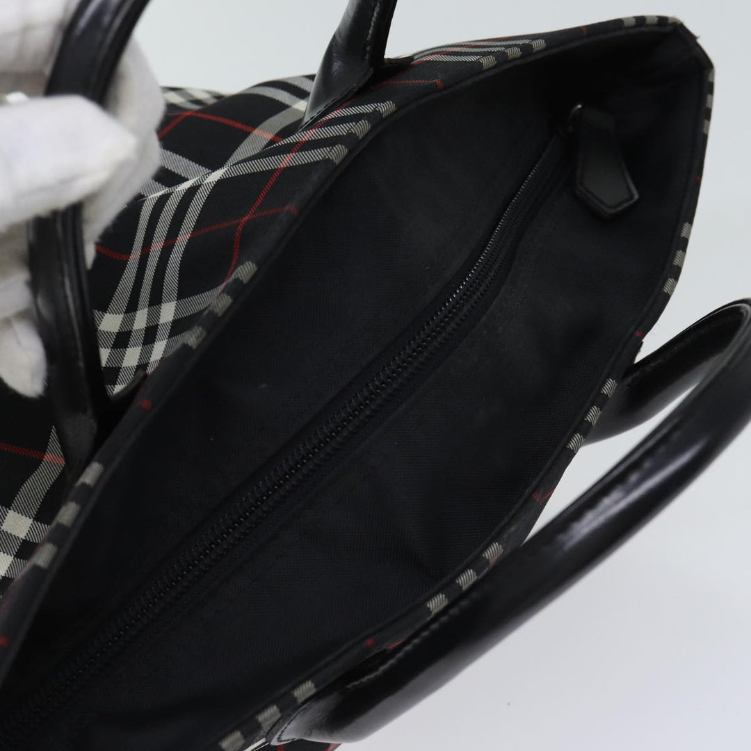 BurberrySs Nova Check Blue Label Hand Bag Nylon Black Auth kk206