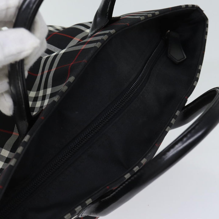 BurberrySs Nova Check Blue Label Hand Bag Nylon Black Auth kk206
