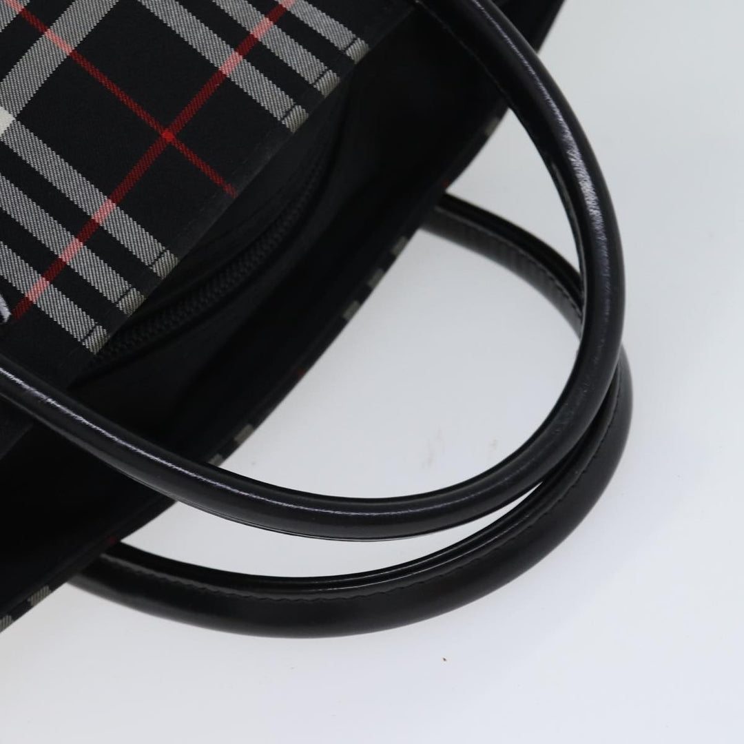 BurberrySs Nova Check Blue Label Hand Bag Nylon Black Auth kk206