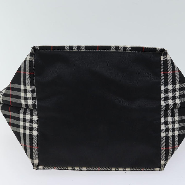 BurberrySs Nova Check Blue Label Hand Bag Nylon Black Auth kk206