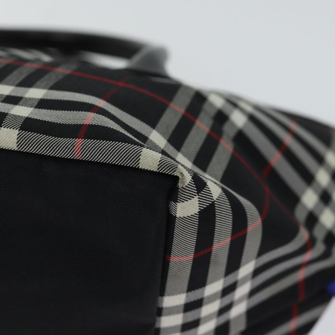 BurberrySs Nova Check Blue Label Hand Bag Nylon Black Auth kk207