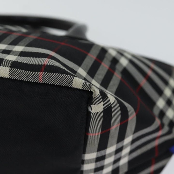 BurberrySs Nova Check Blue Label Hand Bag Nylon Black Auth kk207