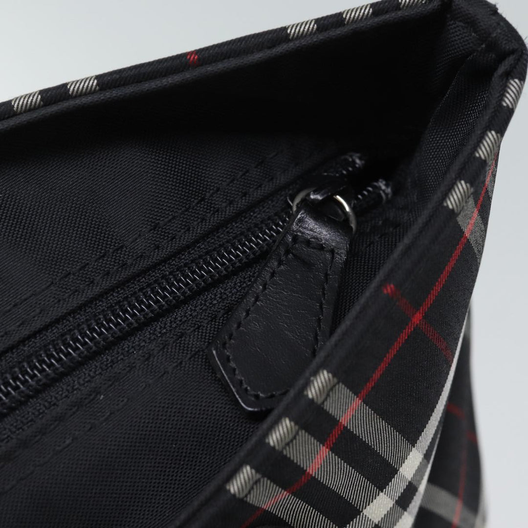 BurberrySs Nova Check Blue Label Hand Bag Nylon Black Auth kk207