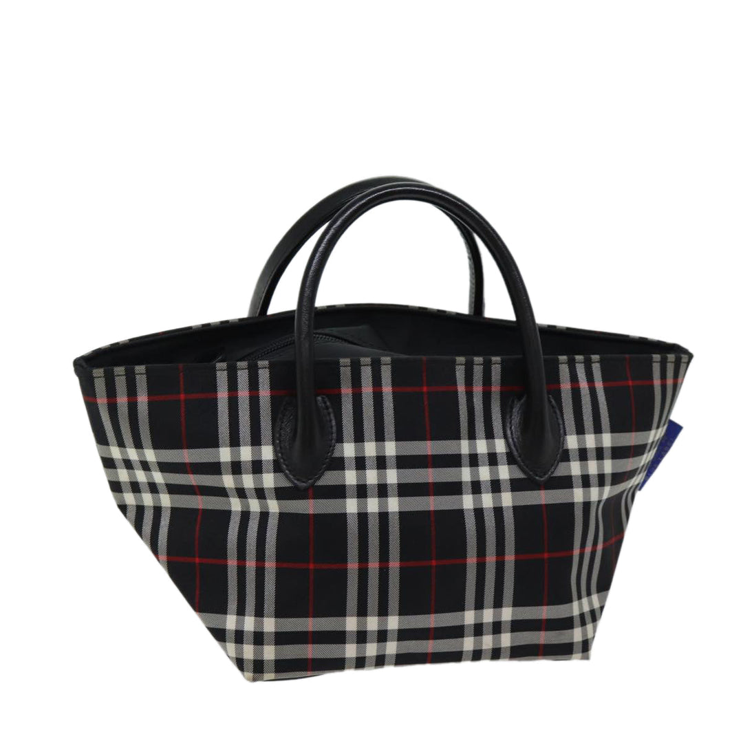 BurberrySs Nova Check Blue Label Hand Bag Nylon Black Auth kk207