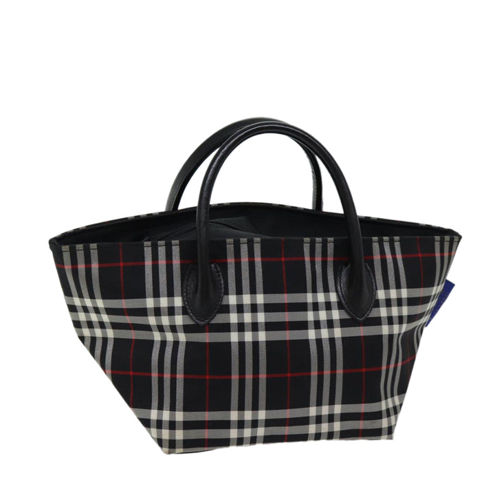 BurberrySs Nova Check Blue Label Hand Bag Nylon Black Auth kk207