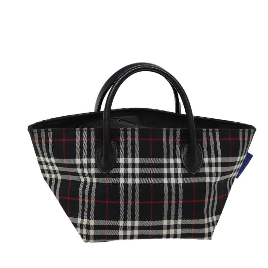 BurberrySs Nova Check Blue Label Hand Bag Nylon Black Auth kk207