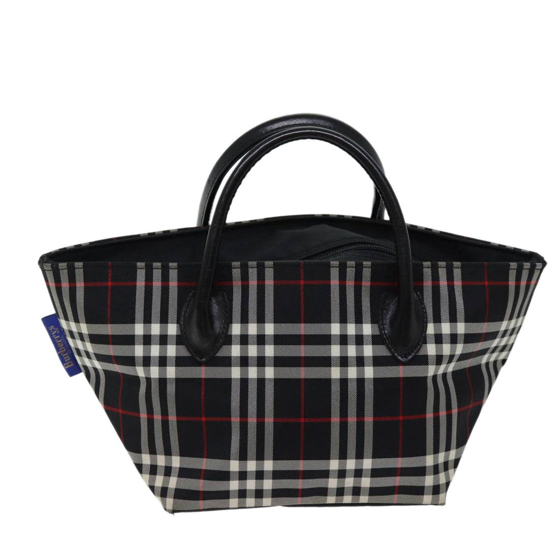 BurberrySs Nova Check Blue Label Hand Bag Nylon Black Auth kk207