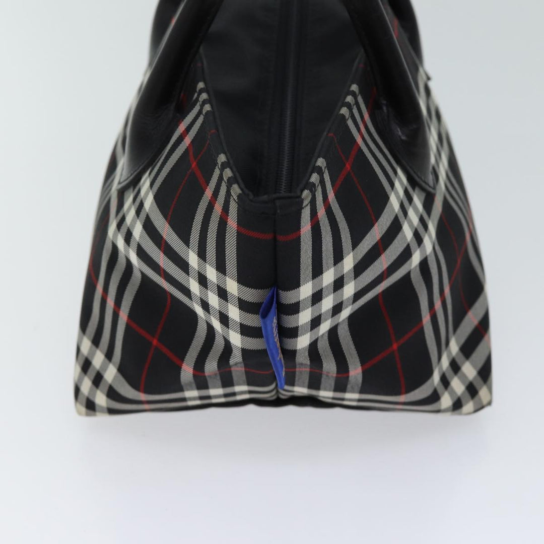 BurberrySs Nova Check Blue Label Hand Bag Nylon Black Auth kk207