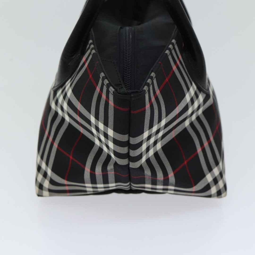 BurberrySs Nova Check Blue Label Hand Bag Nylon Black Auth kk207