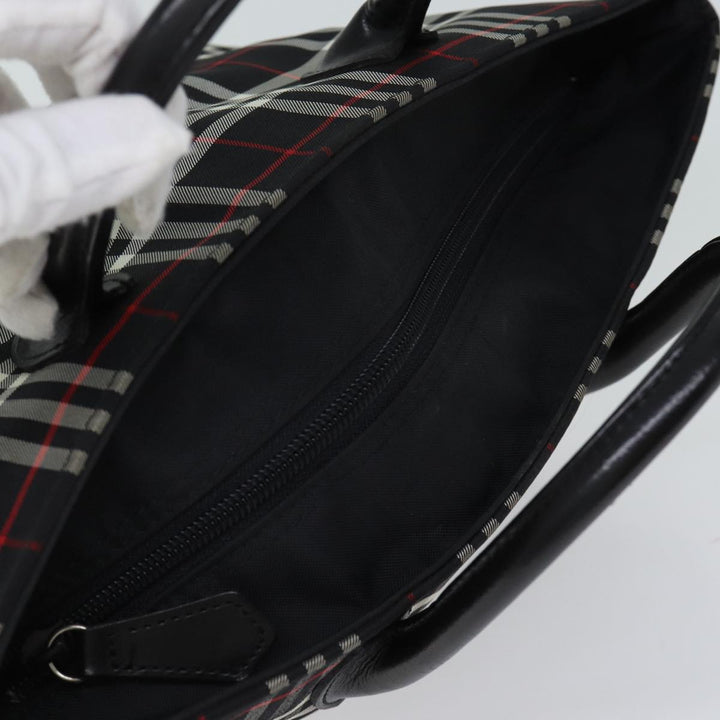 BurberrySs Nova Check Blue Label Hand Bag Nylon Black Auth kk207