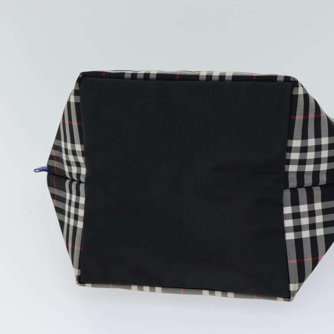 BurberrySs Nova Check Blue Label Hand Bag Nylon Black Auth kk207