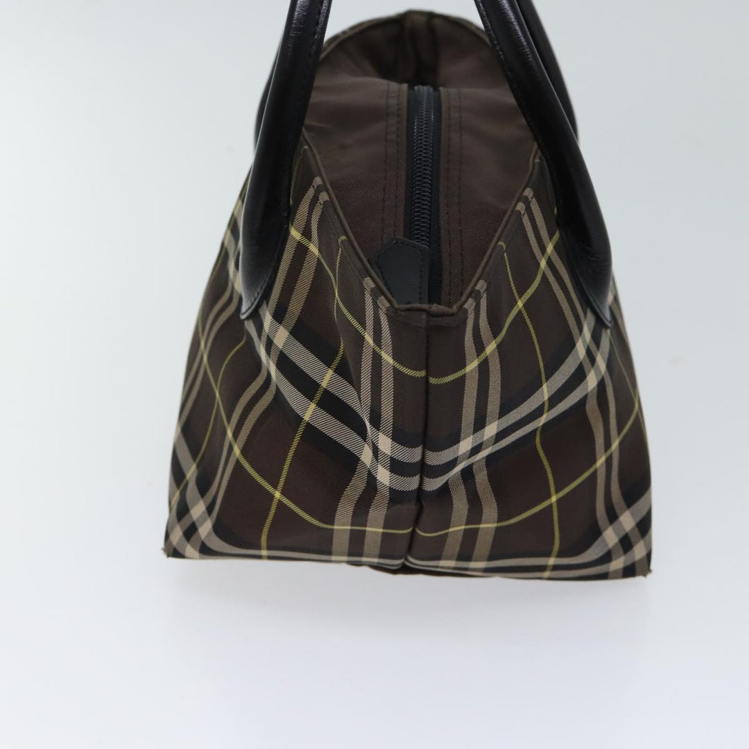 BurberrySs Nova Check Blue Label Hand Bag Nylon Brown Auth kk208