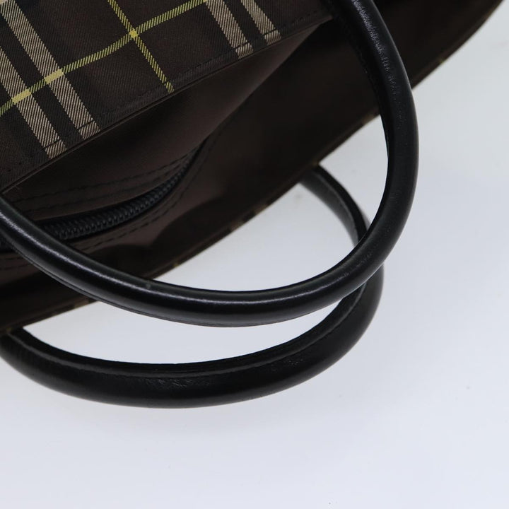 BurberrySs Nova Check Blue Label Hand Bag Nylon Brown Auth kk208