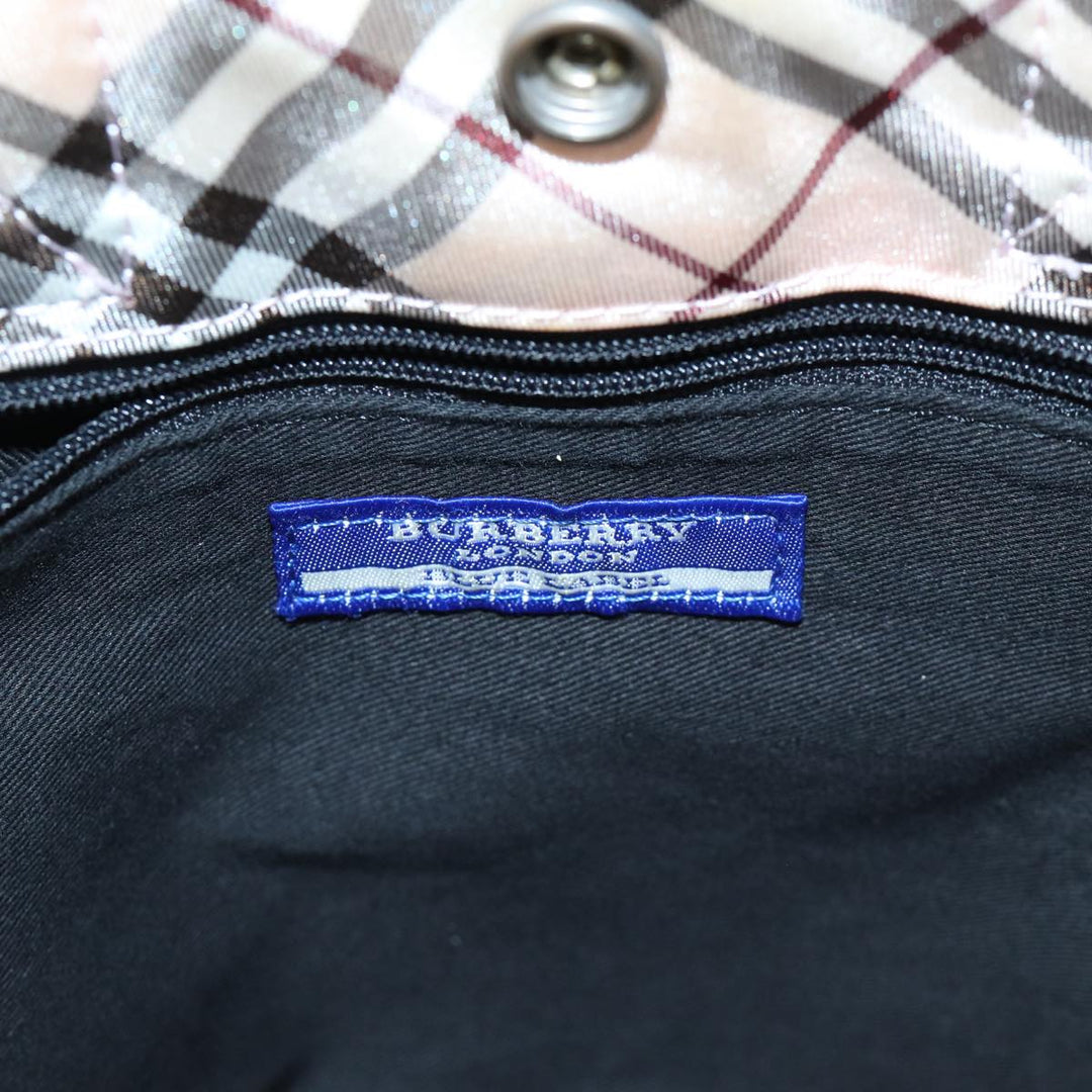 Burberry Nova Check Blue Label Hand Bag Nylon Beige Auth kk215