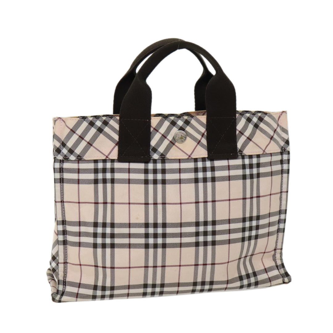 Burberry Nova Check Blue Label Hand Bag Nylon Beige Auth kk215