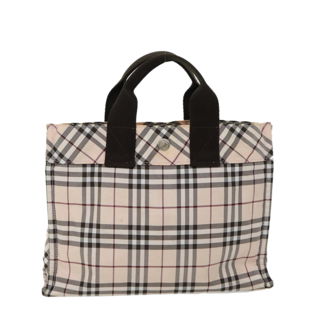 Burberry Nova Check Blue Label Hand Bag Nylon Beige Auth kk215