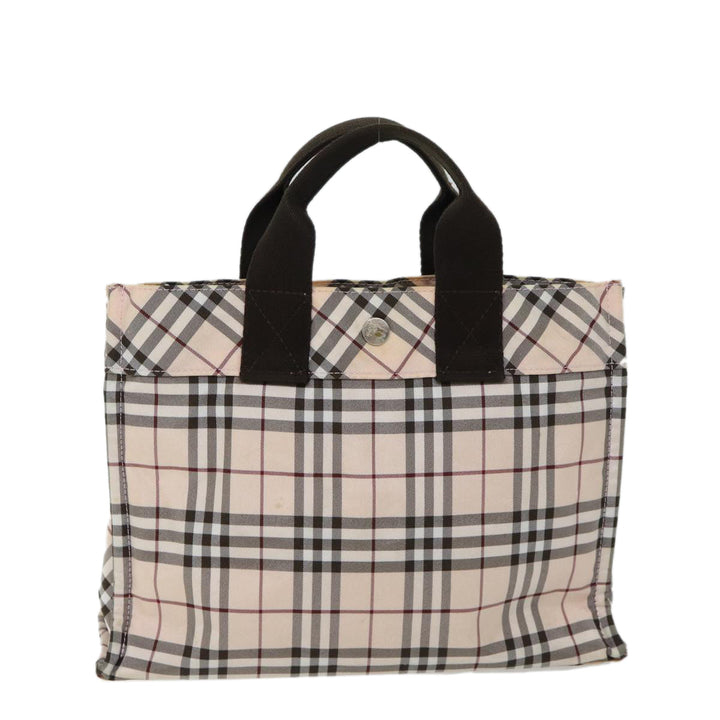 Burberry Nova Check Blue Label Hand Bag Nylon Beige Auth kk215