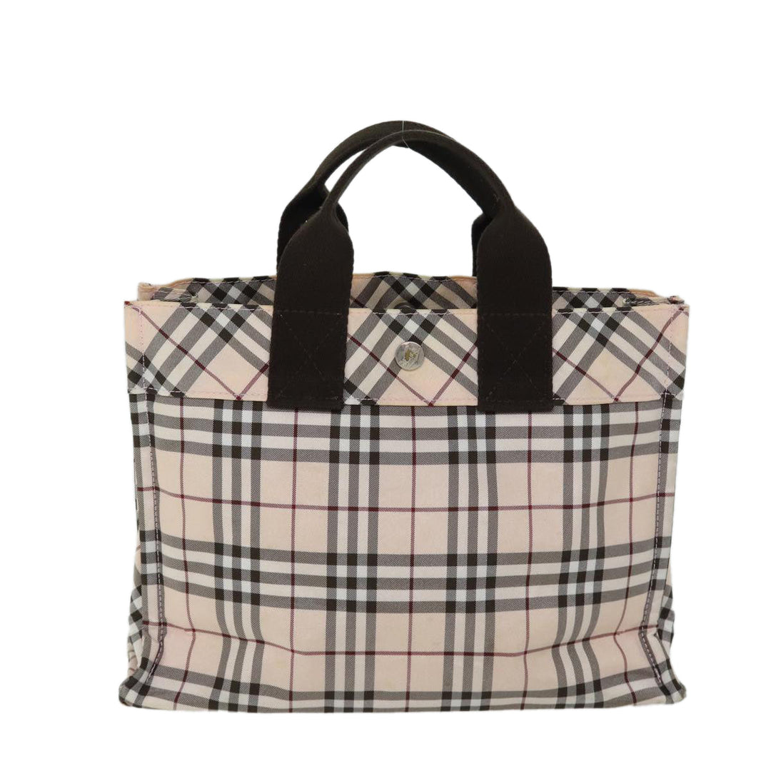 Burberry Nova Check Blue Label Hand Bag Nylon Beige Auth kk215