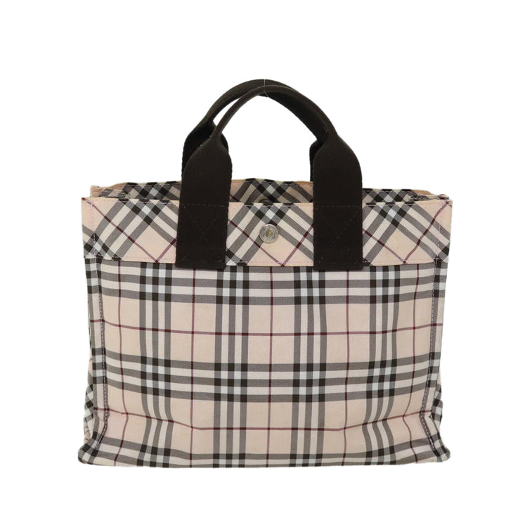 Burberry Nova Check Blue Label Hand Bag Nylon Beige Auth kk215