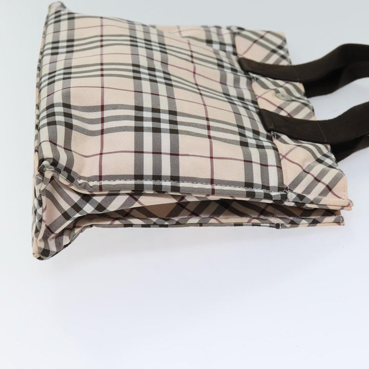 Burberry Nova Check Blue Label Hand Bag Nylon Beige Auth kk215