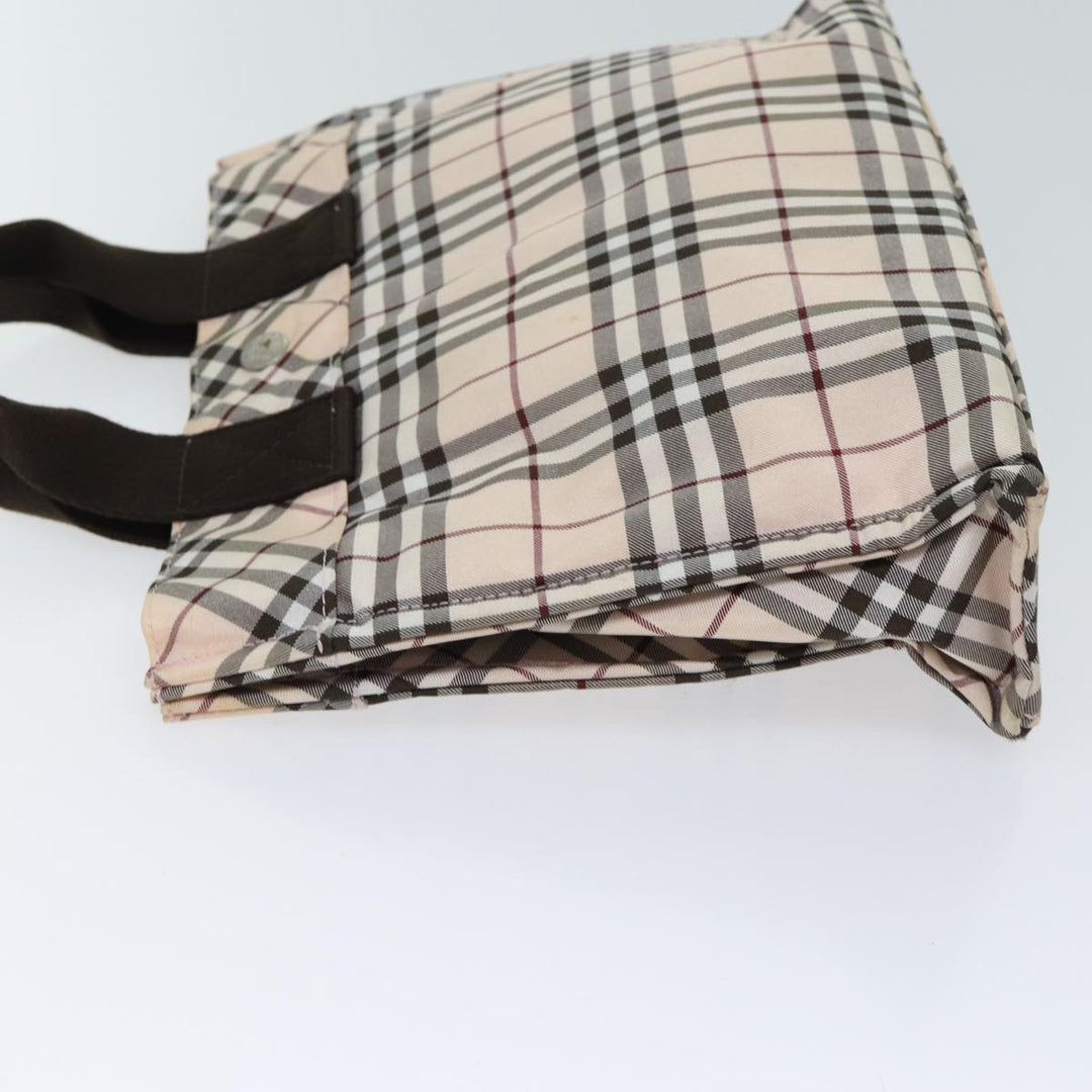 Burberry Nova Check Blue Label Hand Bag Nylon Beige Auth kk215