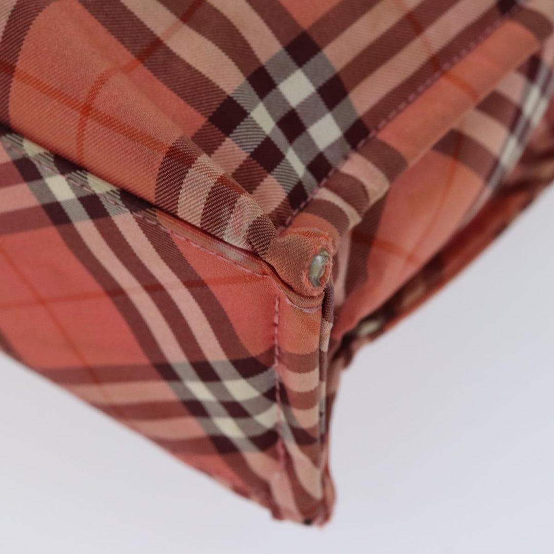 Burberry Nova Check Blue Label Hand Bag Nylon Pink Auth kk216