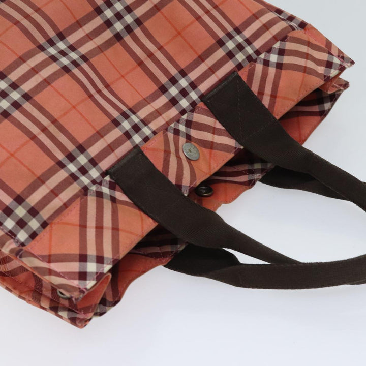 Burberry Nova Check Blue Label Hand Bag Nylon Pink Auth kk216
