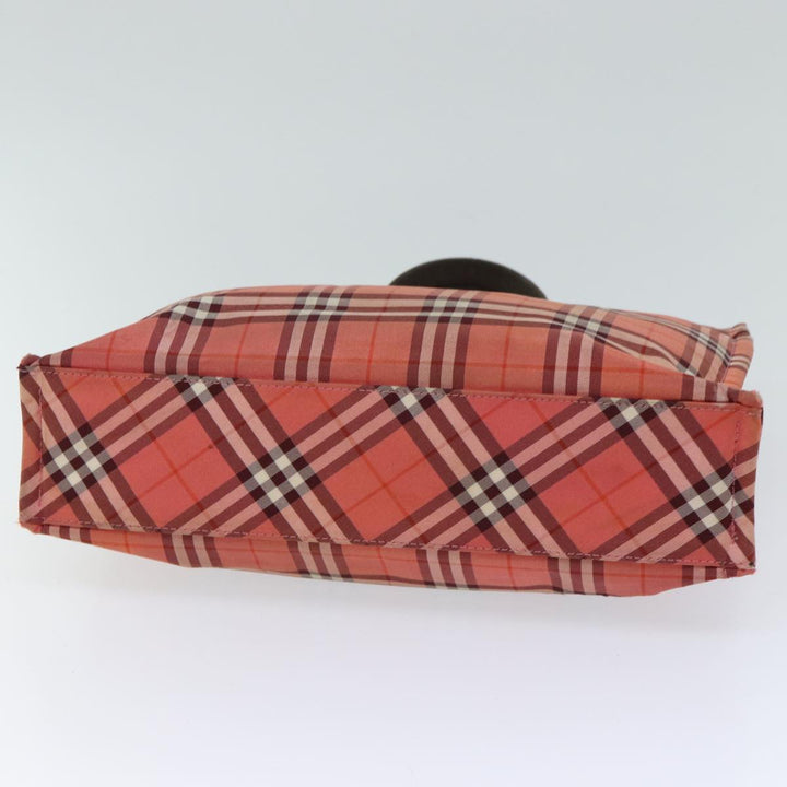 Burberry Nova Check Blue Label Hand Bag Nylon Pink Auth kk216