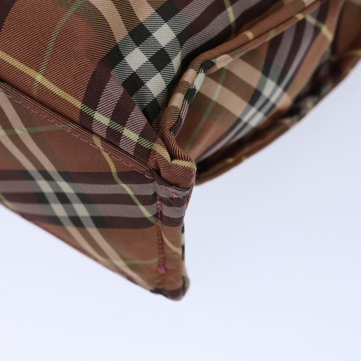 Burberry Nova Check Blue Label Hand Bag Nylon Orange Brown Auth kk222
