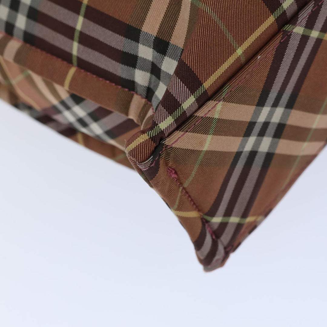 Burberry Nova Check Blue Label Hand Bag Nylon Orange Brown Auth kk222