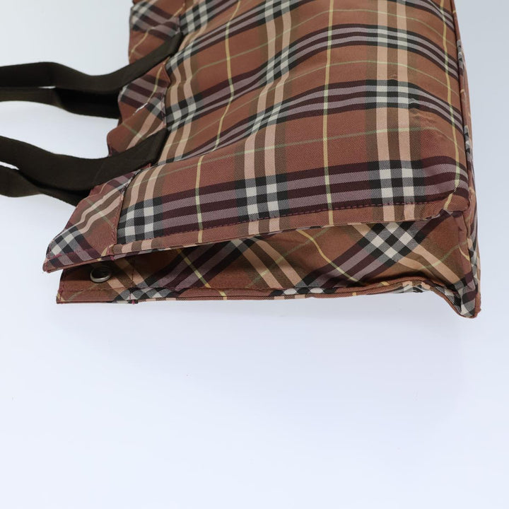Burberry Nova Check Blue Label Hand Bag Nylon Orange Brown Auth kk222