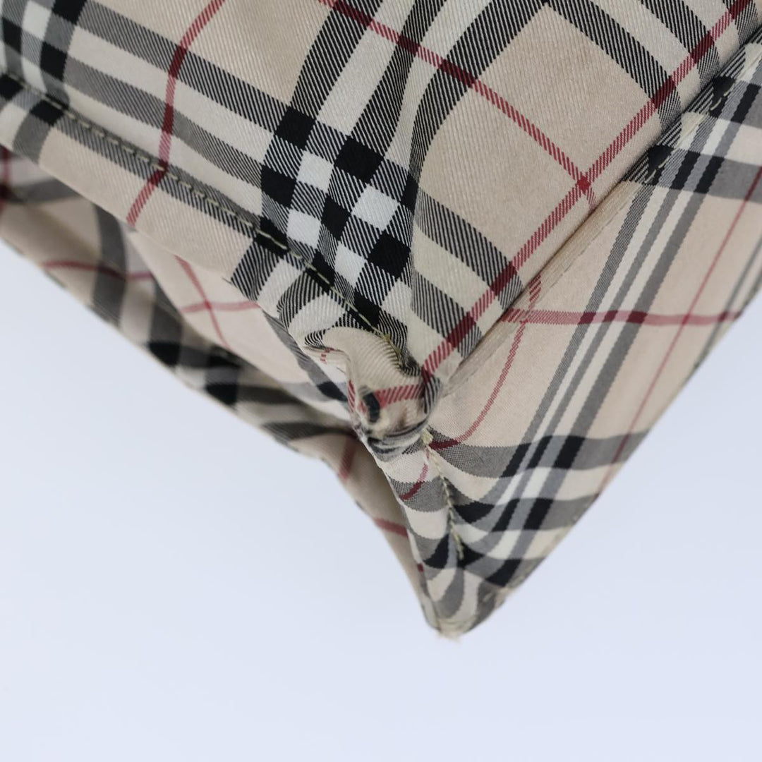 Top Quality Burberry Nova Check Blue Label Hand Bag Nylon Beige Black Auth kk223