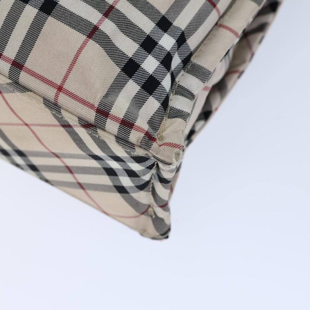 Top Quality Burberry Nova Check Blue Label Hand Bag Nylon Beige Black Auth kk223