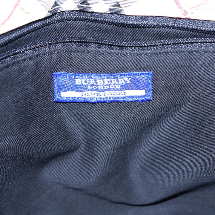 Burberry Nova Check Blue Label Hand Bag Nylon Beige Black Auth kk223