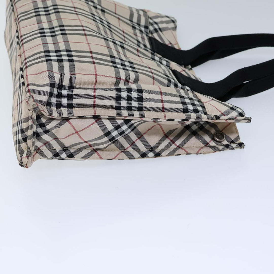 Burberry Nova Check Blue Label Hand Bag Nylon Beige Black Auth kk223