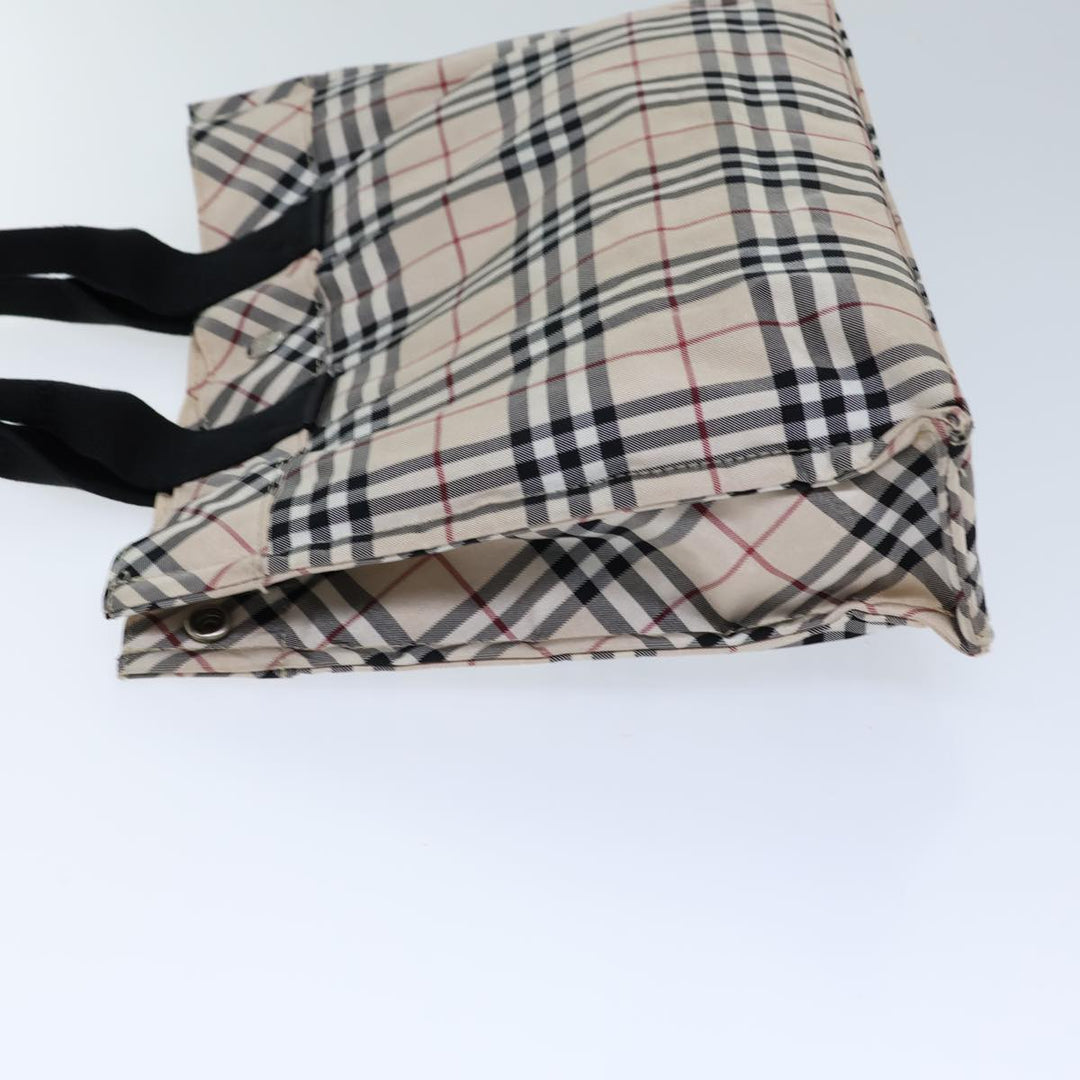 Burberry Nova Check Blue Label Hand Bag Nylon Beige Black Auth kk223