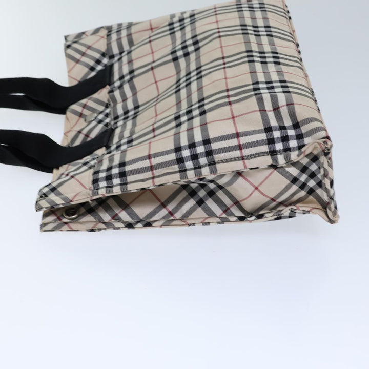 Burberry Nova Check Blue Label Hand Bag Nylon Beige Black Auth kk223