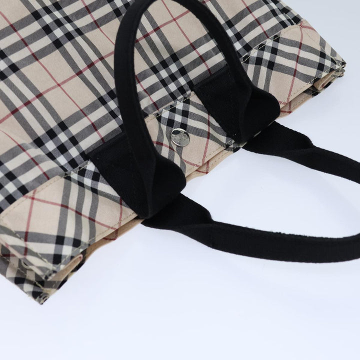 Burberry Nova Check Blue Label Hand Bag Nylon Beige Black Auth kk223