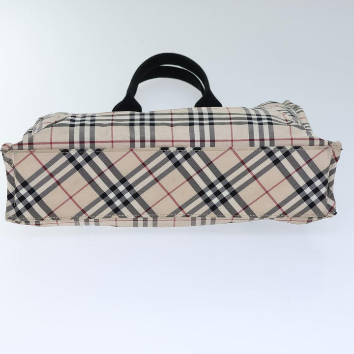 Burberry Nova Check Blue Label Hand Bag Nylon Beige Black Auth kk223