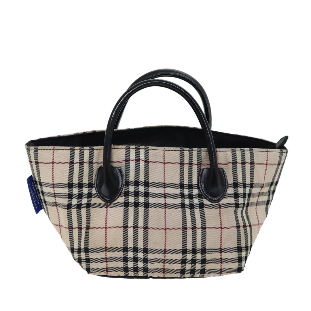 BURBERRY Nova Check Blue Label Hand Bag Nylon Beige Auth kk225