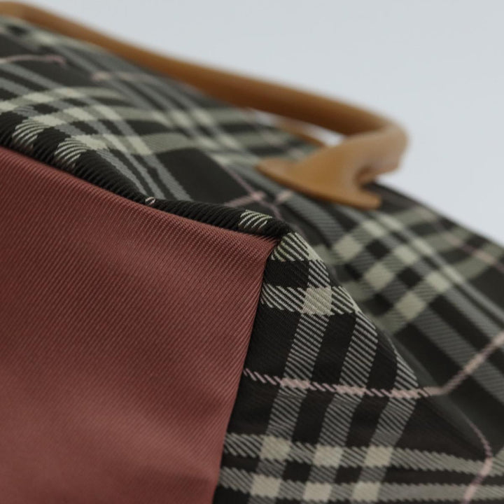 Burberry Nova Check Blue Label Hand Bag Nylon Brown Auth kk228