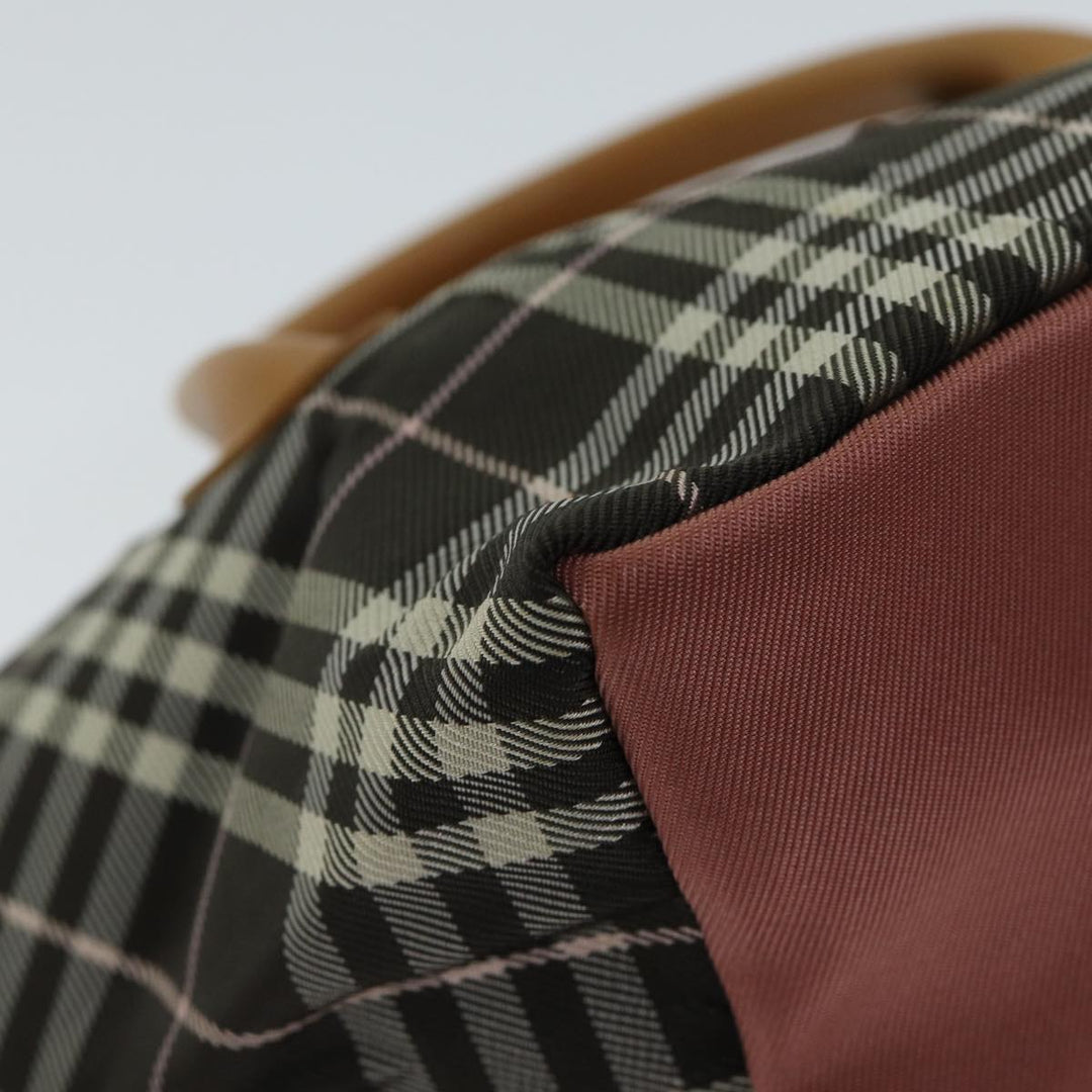 Burberry Nova Check Blue Label Hand Bag Nylon Brown Auth kk228