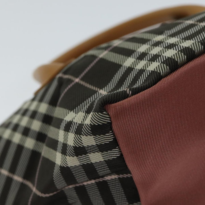 Burberry Nova Check Blue Label Hand Bag Nylon Brown Auth kk228