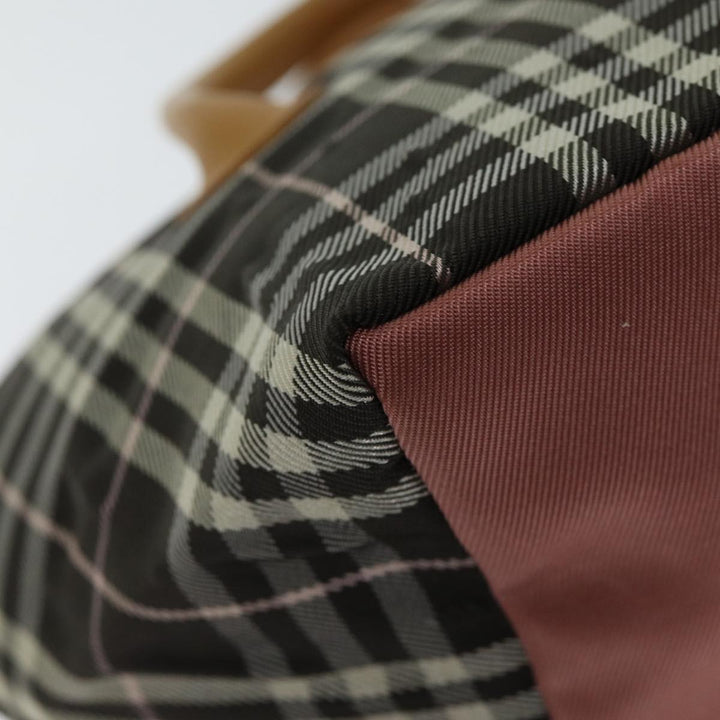Burberry Nova Check Blue Label Hand Bag Nylon Brown Auth kk228
