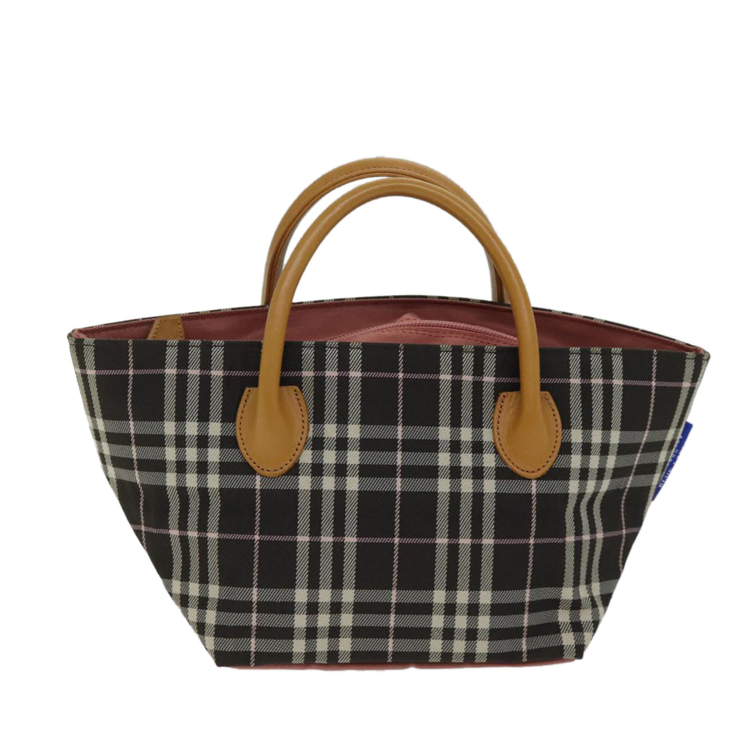Burberry Nova Check Blue Label Hand Bag Nylon Brown Auth kk228