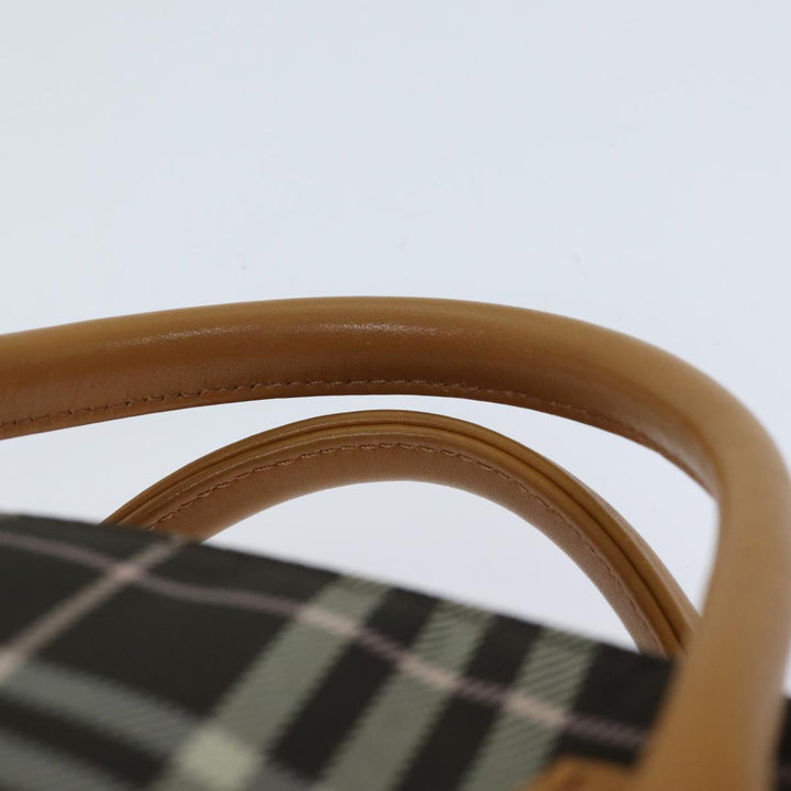 Burberry Nova Check Blue Label Hand Bag Nylon Brown Auth kk228