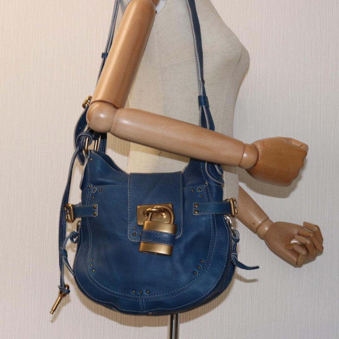 Chloe Paddington Shoulder Bag Leather Blue kk230